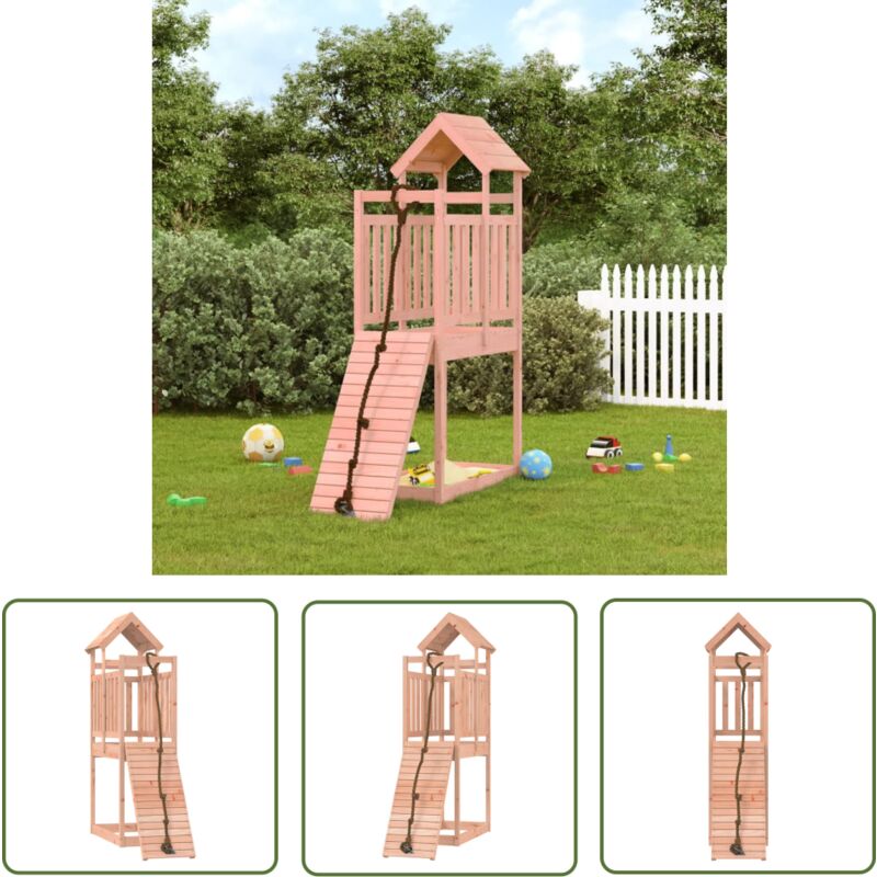 The Living Store Maisonnette de jeu avec mur d'escalade bois massif Douglas - Maison De Jeu Extérieur - Jeux De Plein Air - Jouet Bois - Toboggan