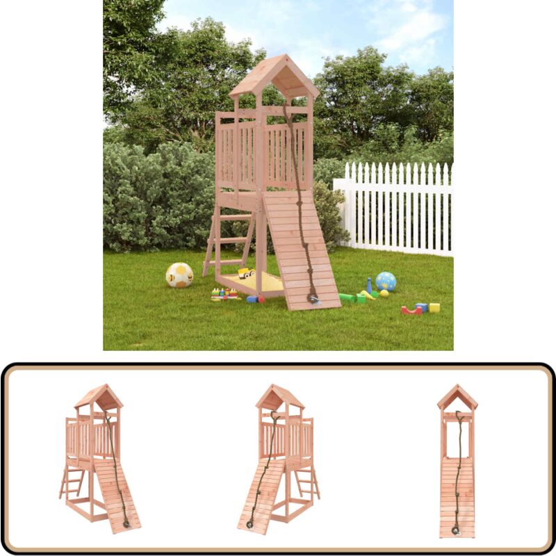 Maisonnette de jeu avec mur d'escalade bois massif Douglas - Maison De Jeu En Bois - Aire De Jeux Extérieur - Jouet Enfant - Structure De Jeu