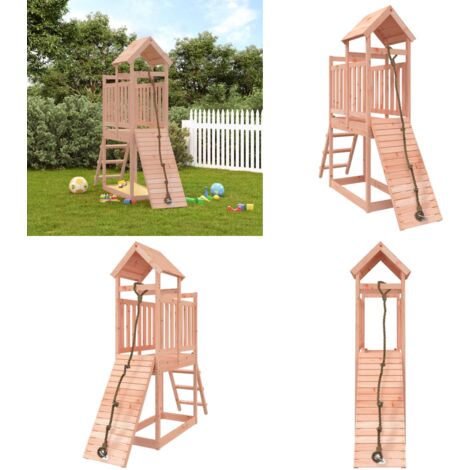 Maisonnette de jeu avec mur d'escalade bois massif Douglas - Maison De Jeu En Bois - Aire De Jeux Extérieur - Jouet Enfant - Structure De Jeu - Toboggan - Home & Living