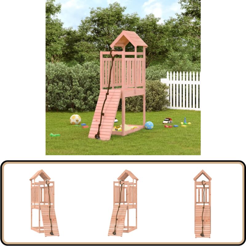 Maisonnette de jeu avec mur d'escalade bois massif Douglas - Maison De Jeu Extérieur - Jeux De Plein Air - Jouet Bois - Toboggan Enfant - Escalade