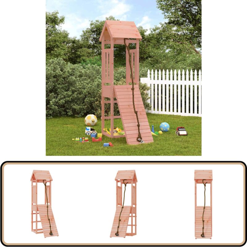 Maisonnette de jeu avec mur d'escalade bois massif Douglas - Maison De Jeu - Jouet Extérieur - Aire De Jeux - Bac À Sable - Escalade Enfant