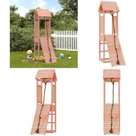 Maisonnette de jeu avec mur d'escalade bois massif Douglas - Maison De Jeu - Jouet Extérieur - Aire De Jeux - Bac À Sable - Escalade Enfant - Home & Living