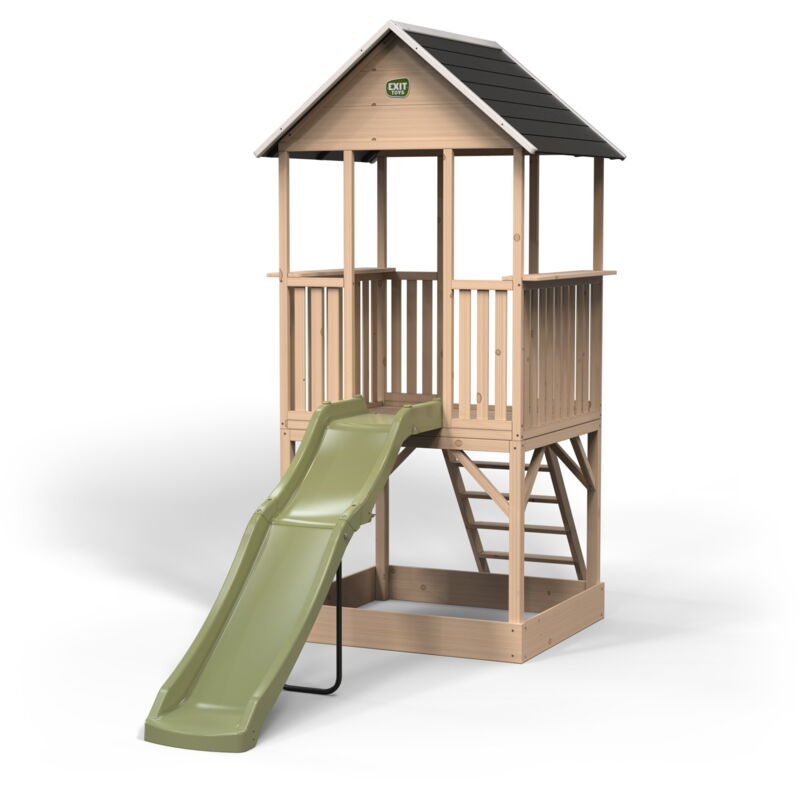Exit Toys - Maisonnette en bois avec toboggan et bac à sable exit Panorama 500