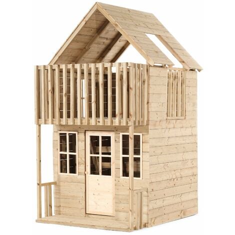 Maisonnette pour enfant en bois Lotti avec escalier et terrasse - Weka -  Happy bois - Le spécialiste des piscines hors sol en bois