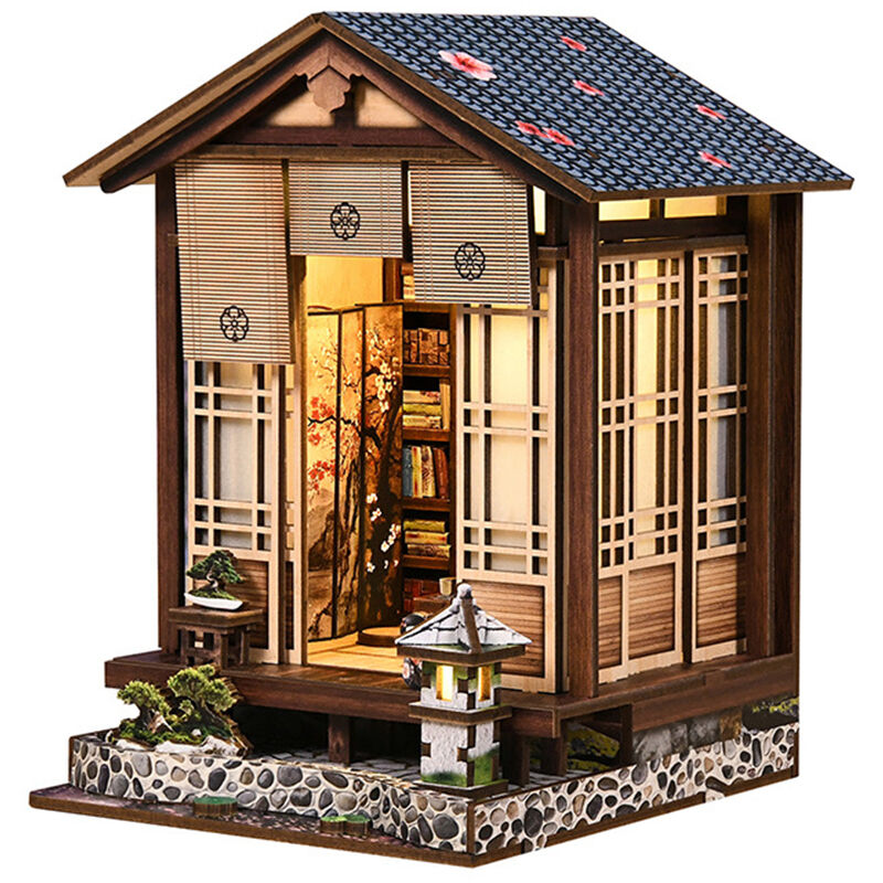 Maisonnette japonaise DIY, puzzle 3D créatif à assembler, modèle d'étagère en bois pour décoration