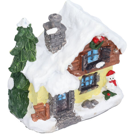 Maisons de noël enneigées d'hiver, bâtiment de Village intérieur Miniature, décor de père noël avec lumière LED chaude pour la maison.