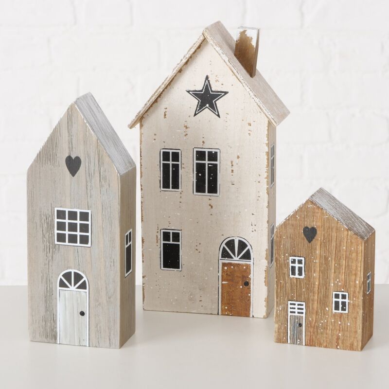 Boltze Gruppe - Maisons décoratives en bois en trois tailles, houses