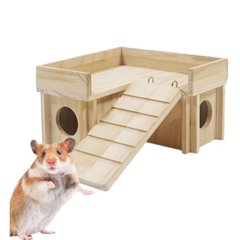 Maisons et cachettes pour Hamsters, cachette en Bois pour Hamsters  Maison de Hamster et cabane en Bois,Cabane de Hamster grimpante Amusante, Hangar Secret, Jouets d'exploration pour
