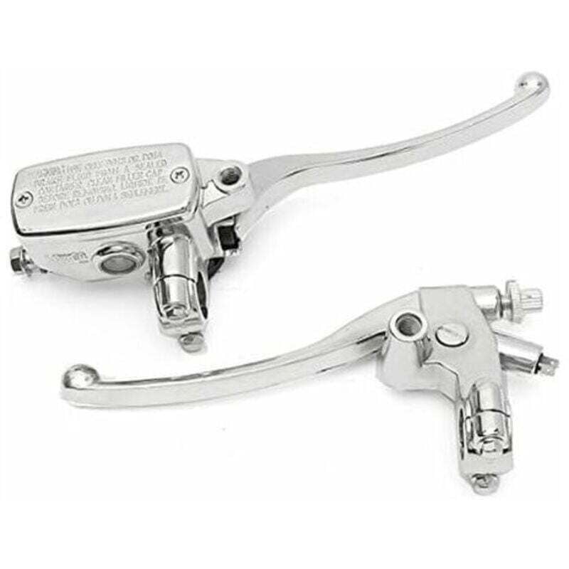 Image of Maitre Cylindre Frein Hydraulique 22mm Levier Embrayage Moto Chrome