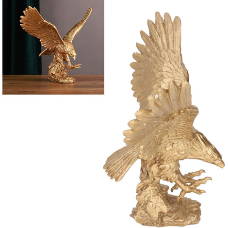 Majestuosa estatua de águila, águila alta sobre rocas, adorno de resina
