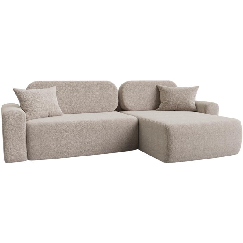 Mobilier Deco - maji - Canapé d'angle réversible convertible avec coffre en tissu beige