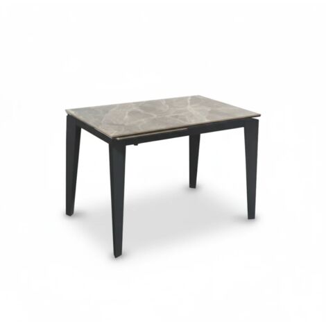 Majolica,  Tavolo allungabile con top in ceramica su vetro temperato Marmo grigio (80cm X 120/170cm H. 76cm)  Duzzle