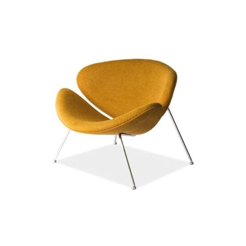 Majon - fauteuil <strong>rembourre</strong> pour salon moderne dimensions 72x36x84 cm en tissu <strong>pieds</strong> en metal chrome jaune