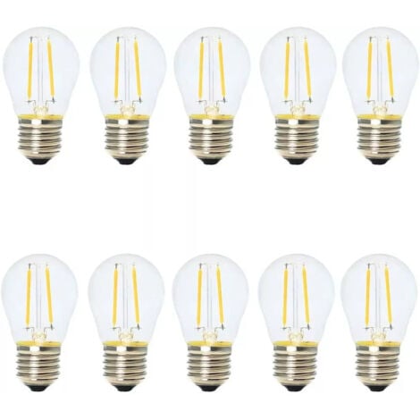 MAKA Confezione da 10 Lampadine LED Filamento E27, 2W (equivalente a 22W), Luce Calda 2200K Stile Vintage, Non Dimmerabile, Forma a Globo