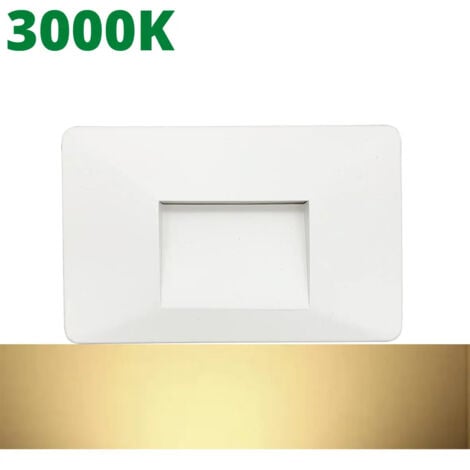 MAKA Faretto segnapasso LED IP65 3W per esterni con incasso in scatola 503, ideale per giardini, scale, e percorsi pedonali. Impermeabile, resistente e facile da installare. - Bianco - Bianco Caldo