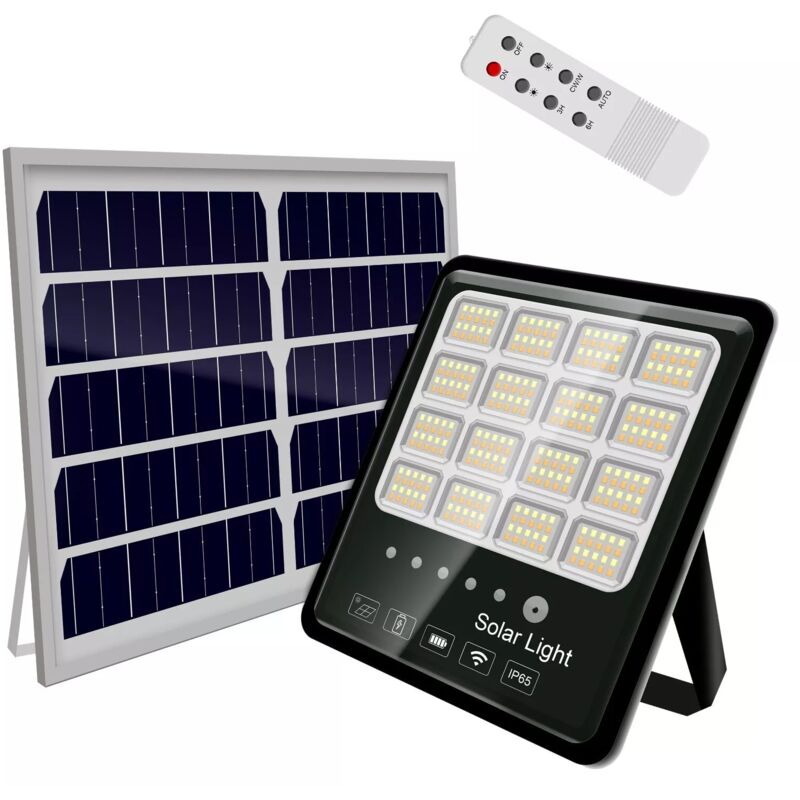 Image of Faro led Solare da Esterno 100W, 200W, 400W con Pannello Fotovoltaico Impermeabile IP65 - 200W - Maka