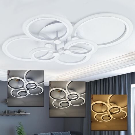 MAKA Lampadario LED 6 Cerchi, 51W 2550lm, Plafoniera Dimmerabile per Soggiorno, Camera da Letto, Cucina, Luce Calda-Naturale-Fredda (3000K-4000K-6500K)