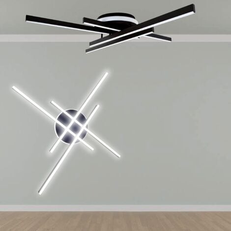 MAKA Lampadario LED da Soffitto 45W, Plafoniera Moderna con Luce Fredda 6500K, Design Minimo per Soggiorno, Camera da Letto, Cucina e Bagno, Facile Installazione - Nero