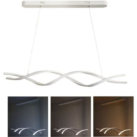 MAKA Lampadario LED Design Moderno a Intreccio Bianco e Argento 48W 5280 Lumen Luce Calda-Naturale-Fredda per Soggiorno e Camera da Letto - Bianco