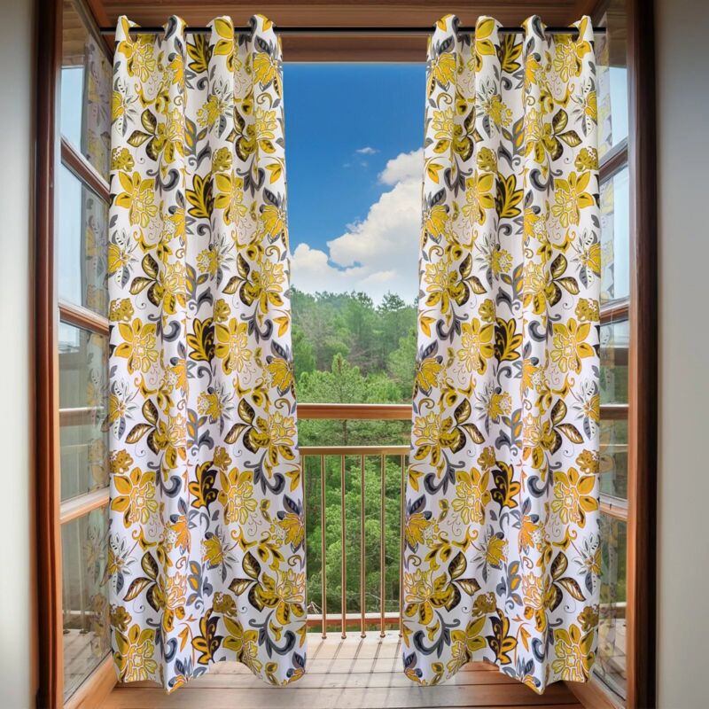 Tende da interno coprenti, set da 2 pezzi 140x275 cm con anelli in metallo, ideali per oscurare e decorare gli ambienti - Giallo - Maka