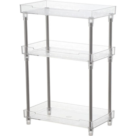 Make-up-Organizer, abnehmbares Regal mit transparenter Acrylschale für Badezimmer und Schlafzimmer, 3 Ebenen