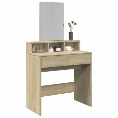 Make-up-Tisch mit Spiegel Sonoma Eiche 80x41x144,5 cm