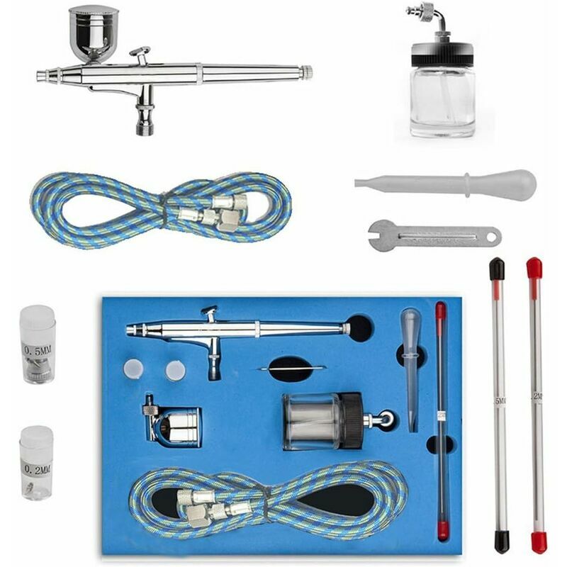 Makeup Airbrush Tattoo Spray Kit 0.2mm/0.5mm Needle for Body Painting Nail Art Temporary Tattoos