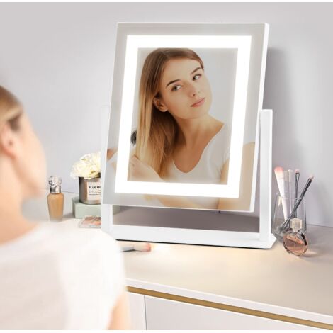 Makeup Mirror with Lights, Hollywood Vanity Mirror with 3 Colors Lighting Modes, Touch Control, 360°Ratation, Dimmable 12 LED Bulbs Lighted Makeup Mirror for Dressing Room & Bedroom