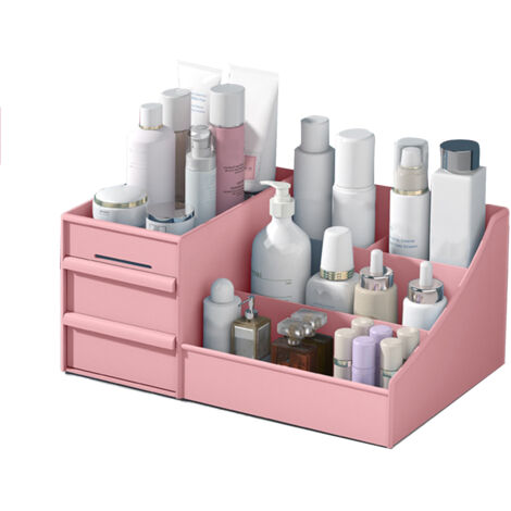 Makeup Storage Case Plastic Cosmetic Drawer Storage Box Multifunctional Storage Drawers for Bathroom Counter Pink 26.5x16x12cm / 10.4x6.3x4.7in