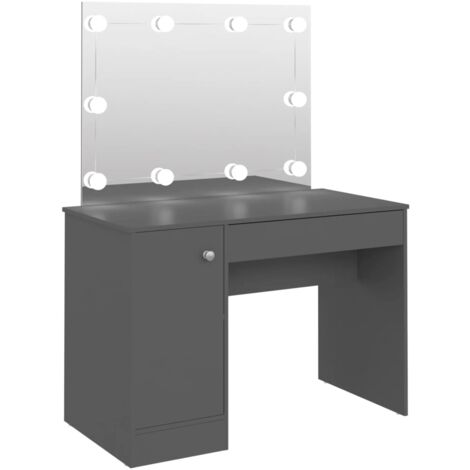 Makeup Table with LED Lights 110x55x145 cm MDF Grey vidaXL