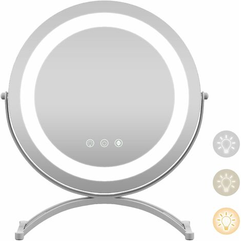 Makeup Vanity Mirror 3 Color Dimmable LED Lighted Round Mirror with Smart Touch