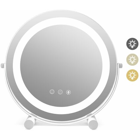 Makeup Vanity Mirror 3 Color Dimmable LED Lighted Round Mirror with Smart Touch