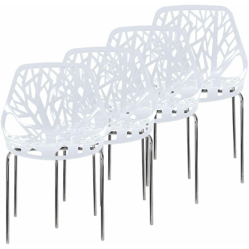 Makika - Chaise de Design Siège de Bureau - caluna Ensemble de 4 en Blanc