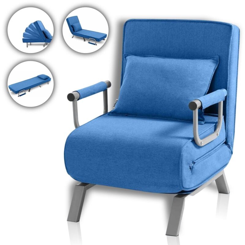 Fauteuil Convertible Lit Ted Pliable en Bleu - Makika