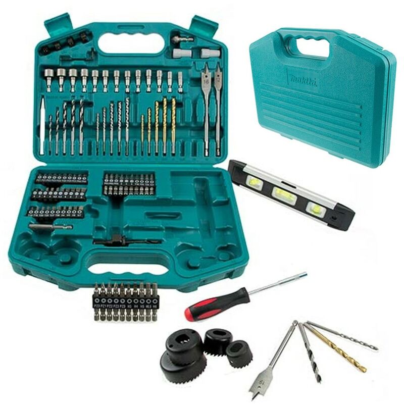 101 Piece Drill Bit Holesaw Masonry hss Drill Socket Flat Bit Set + Case - Makita