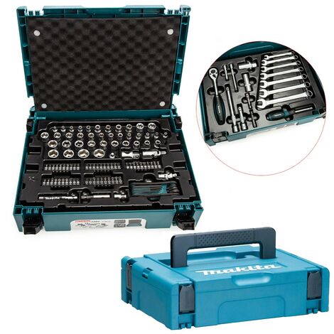 Makita 120PC Maintenance Service Kit Spanner Socket Screwdriver Set + 2x Makpac