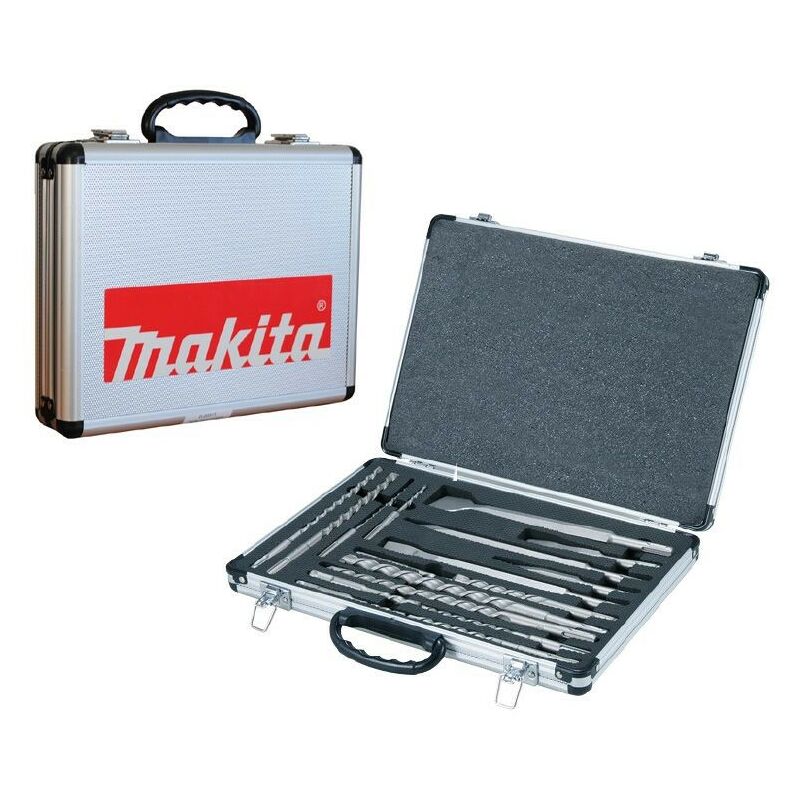 Makita D-21200 17 Piece SDS Plus Drill + Bullet Cold Flat Chisel Set Metal Case