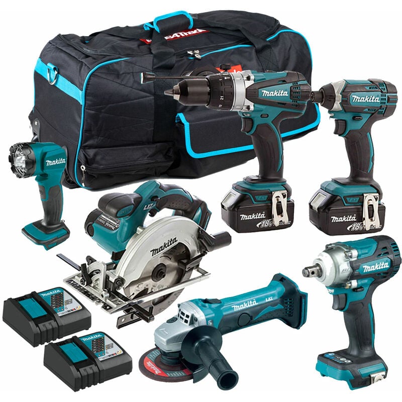 18V 6 Piece Cordless Kit with 2 x 5.0Ah Batteries T4TKIT-39:18V - Makita