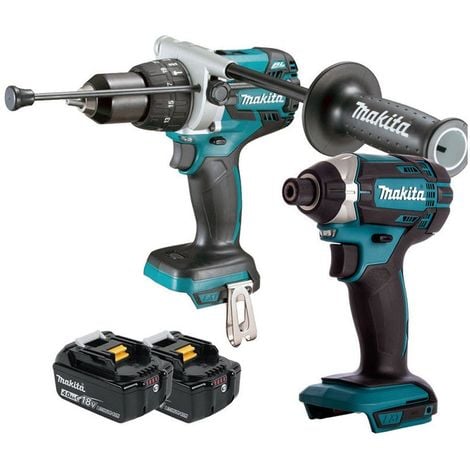 Makita 18V Cordless Combi Drill + Impact Driver With 2 x 4Ah Batteries:18V