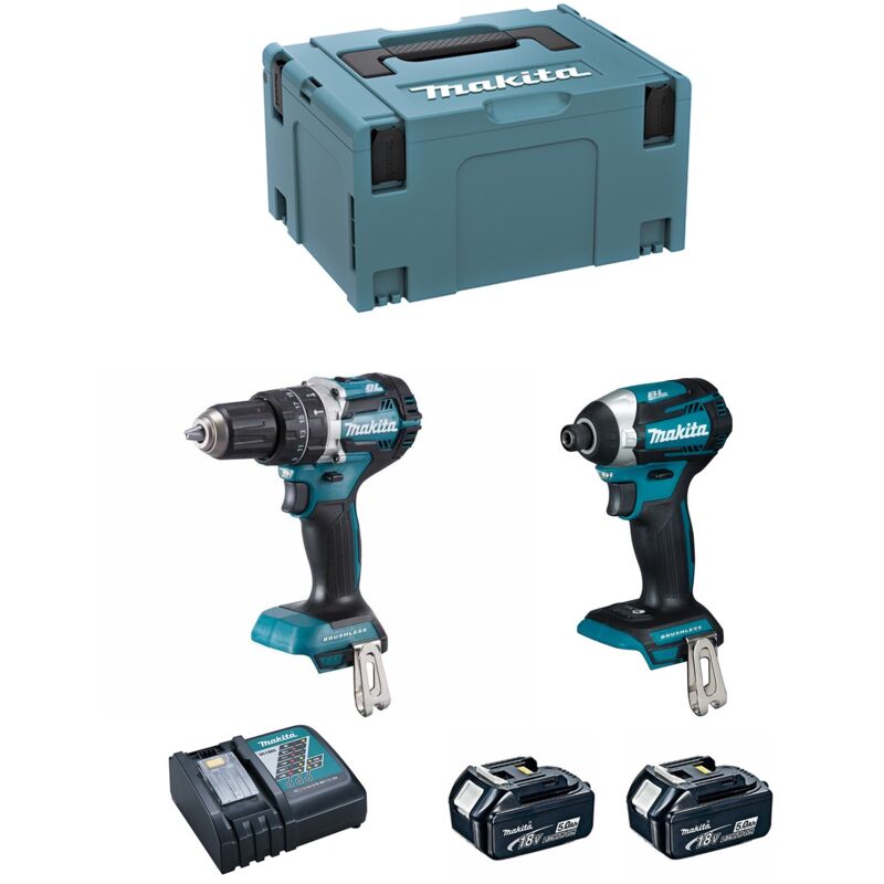 Makita - Kit DLX2181TJ (DHP484 + DTD154 + 2 x 5,0 Ah + DC18RC + makpac 3)