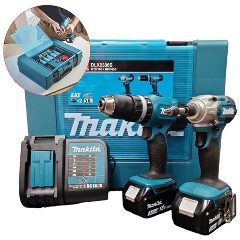 Makita 18v DLX2336S Twin Kit - DHP453 Hammer Drill + DTD156 Impact Driver 2x 3ah