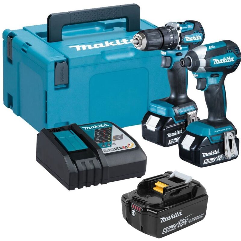 Makita - DLX2460T3J 18v Twin Kit - DHP487 Combi Drill and DTD153 Impact Driver - 3 x 5ah Batteries