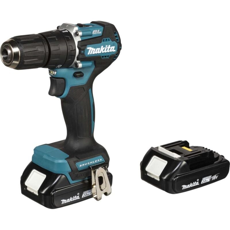 Dhp 487 raj Perceuse-visseuse à percussion sans fil 18 v 40 Nm Brushless + 2x Batteries 2,0 Ah + Chargeur + Makpac - Makita