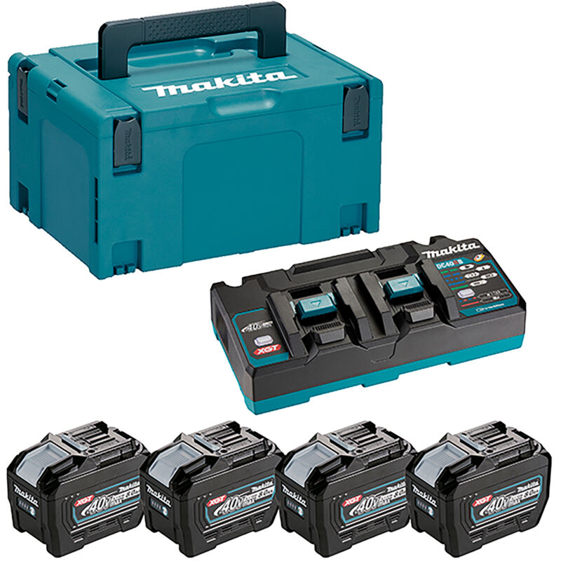 Makita - 1910A8-3 Kit Energy xgt 40 v 4x8,0 Ah con caricabatterie rapido doppio