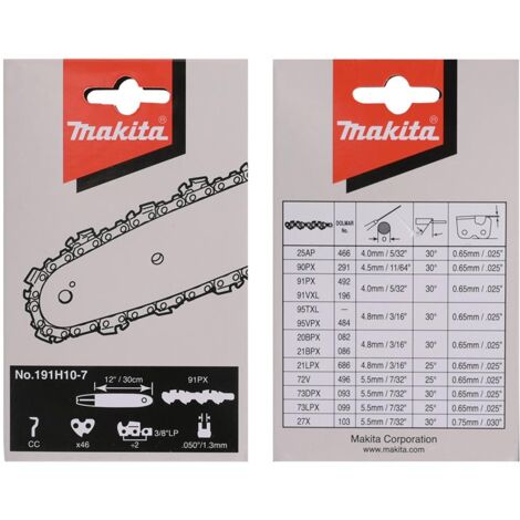 Makita 191H10-7 Catena Motosega 12"/30cm 91PX • 3/8" LP • 46 • 1,3mm