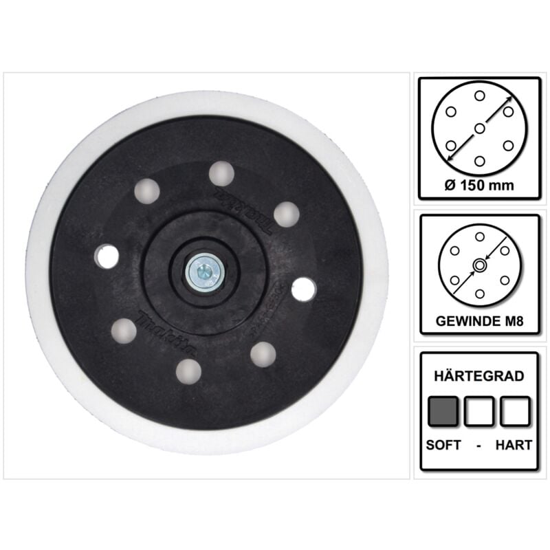 Image of Schleifteller Weich für Exzenterschleifer / Schleifmaschine 150 mm M8 ( 196684-1 ) - Makita