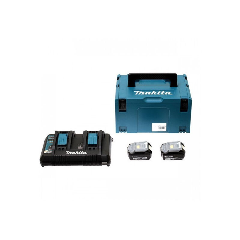 

Makita 197629-2 18V Litio-Ion Juego de baterías (2x 5.0Ah) cargador duo en maletín Makpac