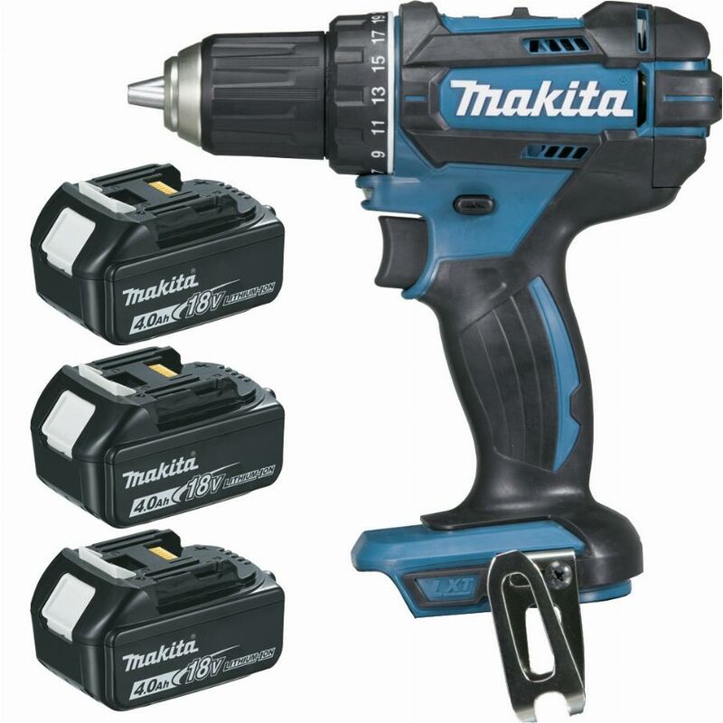 Image of Makita - 18 v Li-Ion 4 Ah ø 13 mm Bohrschrauber - 3 Akkus, Ladegerät, Koffer - DDF482RM3J