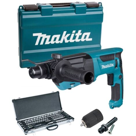 Makita 240v SDS + Rotary Hammer Drill HR2670 Heavy Duty + 10 SDS Bits + Chisels