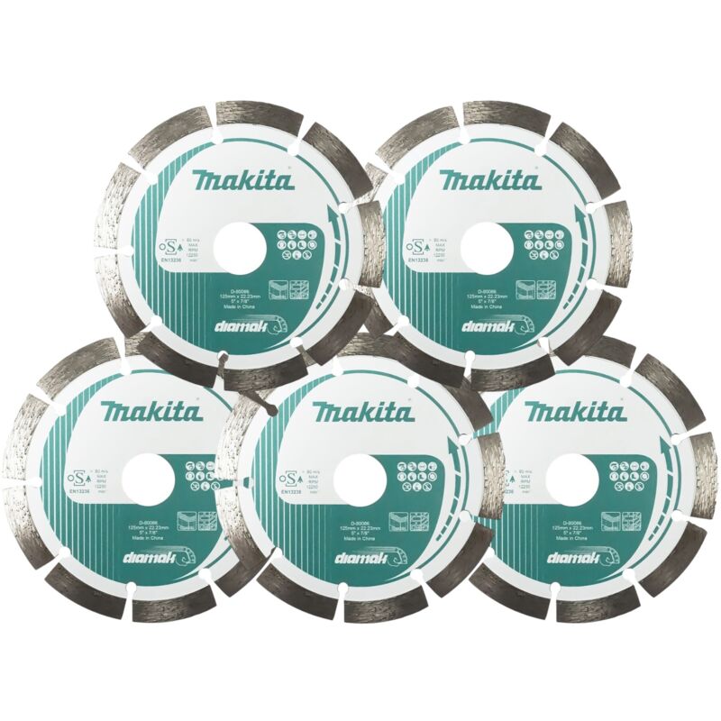 Image of Makita 5x Diamak Diamanttrennscheibe 125 x 22,23 mm ( 5x D-80086 )
